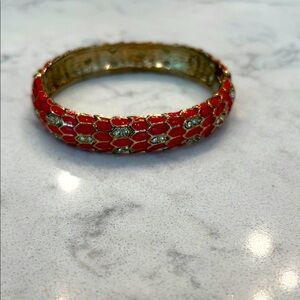Orange and Gold Bangle Bracelet